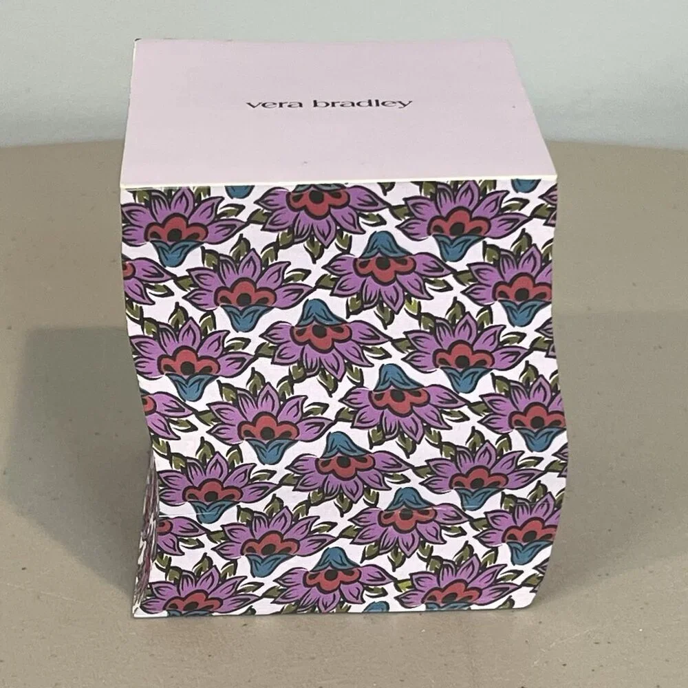 Vera Bradley Printed Note Cube Scaevola Fan Purple Edges White Paper